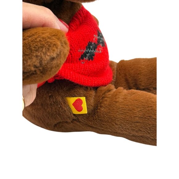 Build-A-Bear Lil Furry Friend Mini Moose Reindeer 11" Plush Red Argyle Sweater - Picture 4 of 9